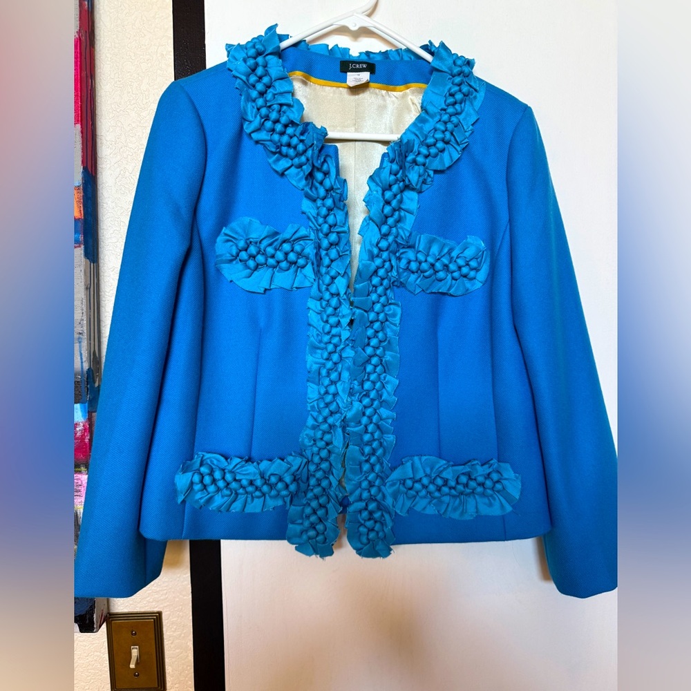 J Crew size 10 Periwinkle Blue Blazer with embellishments